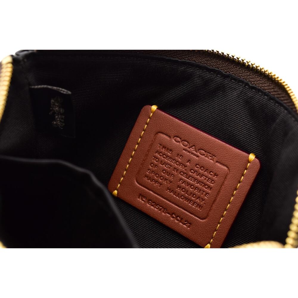 Coach Corner Zip Wristlet In Signature Canvas With Halloween Print Walnut Ghost - Picture 16 of 16